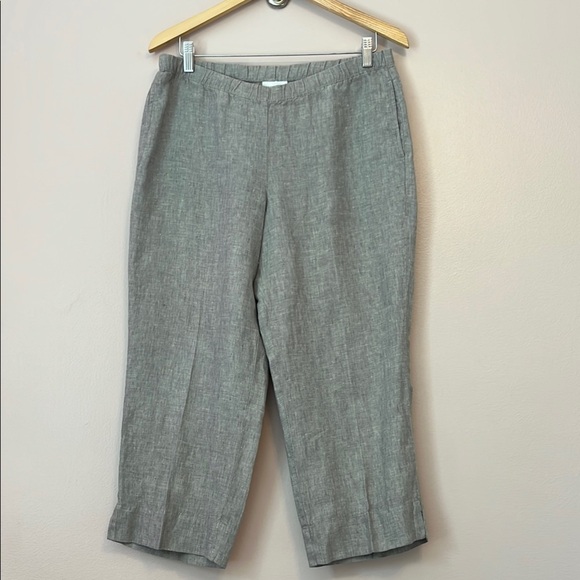 J Jill 100% Linen Pull-on Elastic Waist Crop Ankle Pant Womens Small Petite Gray - Picture 1 of 10